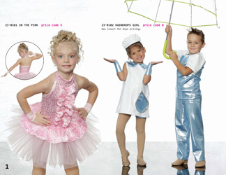 Ballet Jazz pink dance costume, character jazz raindrops white blue costume