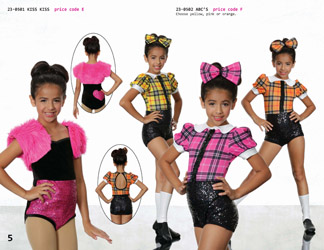 pink fur sequin jazz school girl tap dance costume yellow pink orange plaid sequin shorts