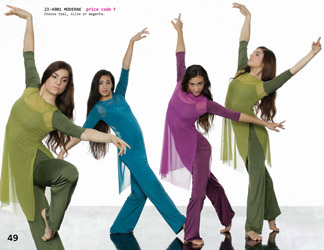 Contemporary modern lyrical jazz competition tunic jumpsuit teal olive magenta