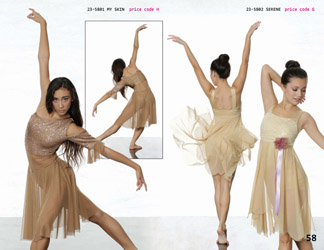 modern lyrical ballet dress sheer mesh skirt nude skin tone dance competition recital costume