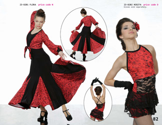 Spanish style dance competion flamenco dress white floral red